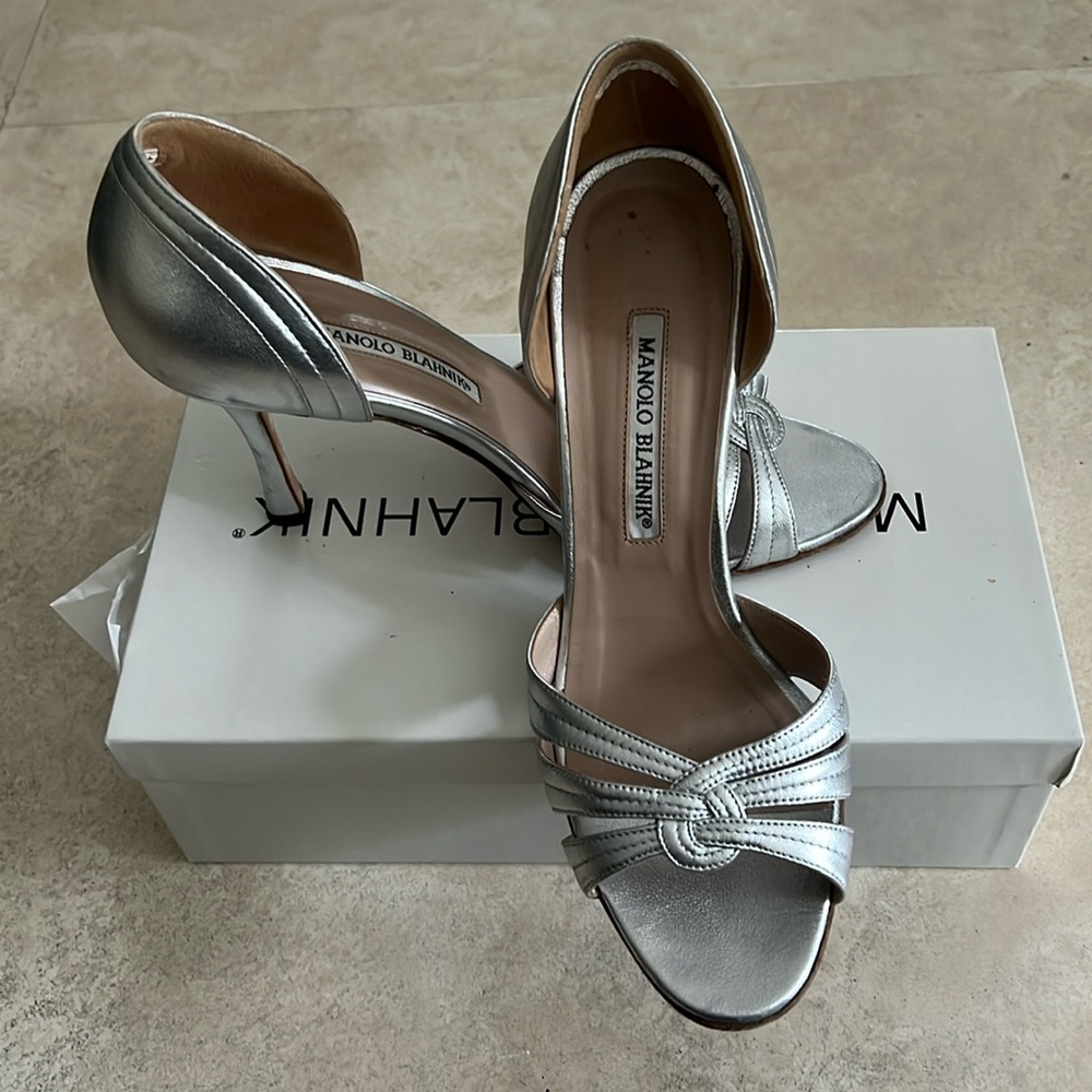 Manolo blahnik silver d’orsay sandal